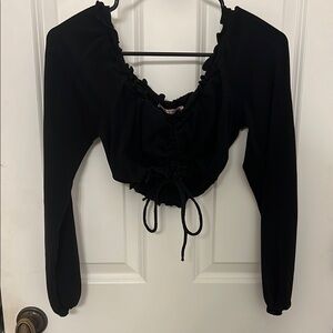 Black Long Sleeve Ruched Top
